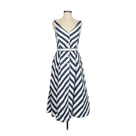 Polo Ralph Lauren Romy Sleeveless Dress Blue White Striped Nautical 8 - Picture 2 of 6